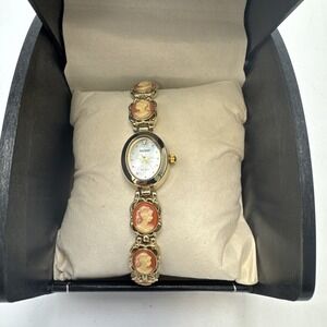 Joseph Bernard Vintage Pink Cameo Mother Of Pearl MOP Dial Quartz Wrist Watch
